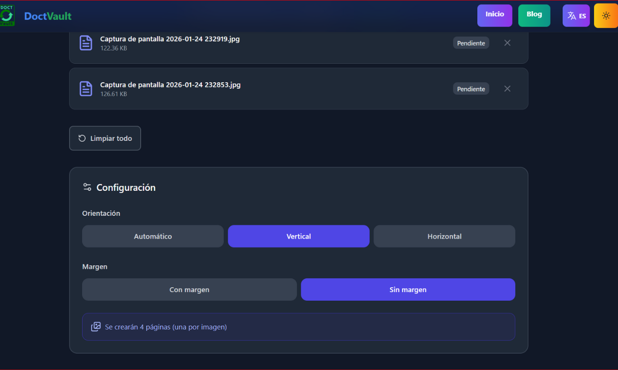 Imagen 3 del proyecto DoctVault — Plataforma Web de Procesamiento de PDFs en el Navegador