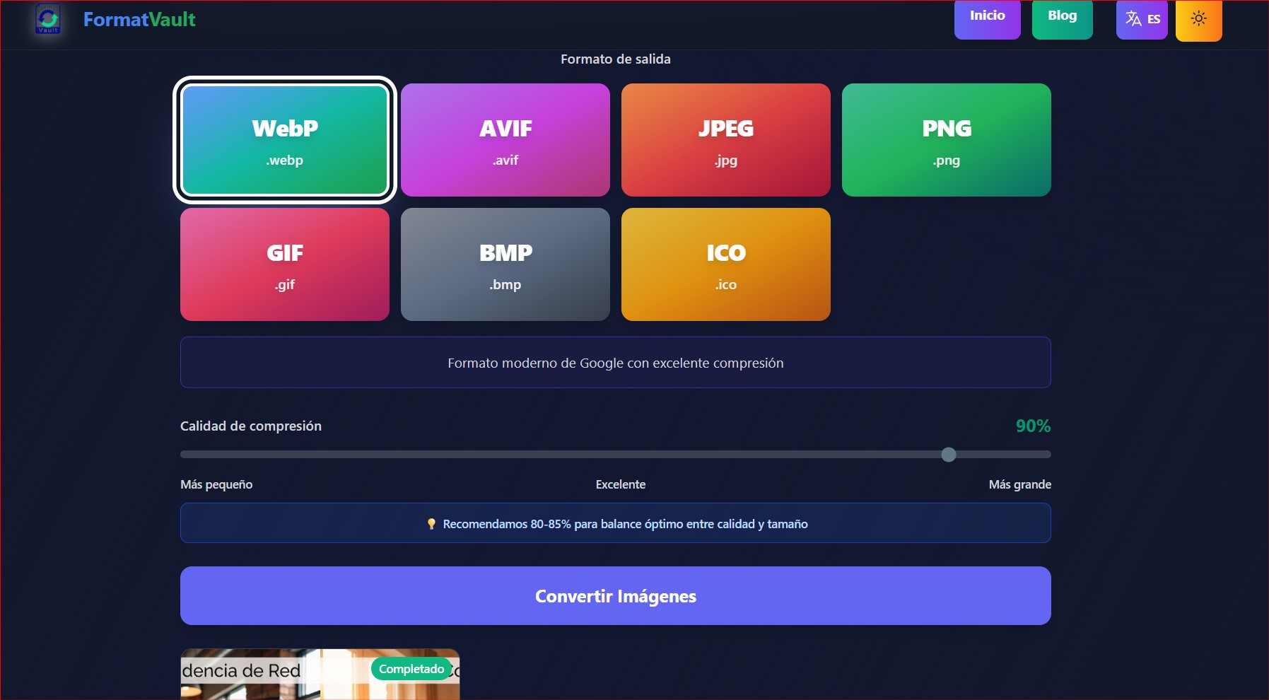 Imagen 1 del proyecto FormatVault - Conversor Universal de Imágenes