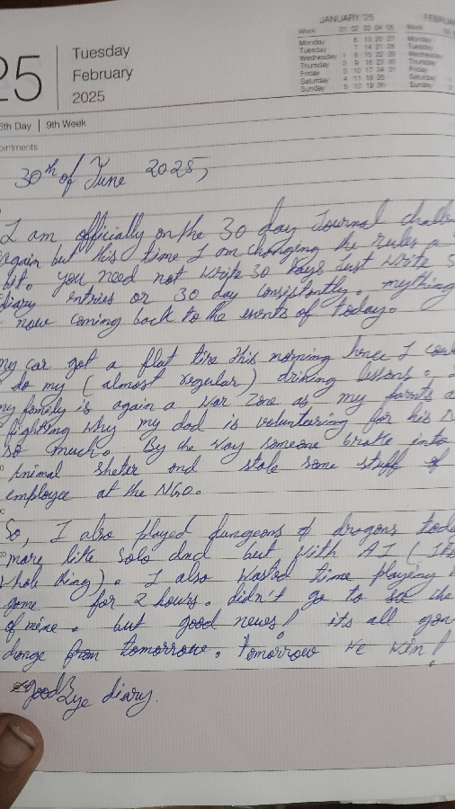 Diary writing challenge day 1