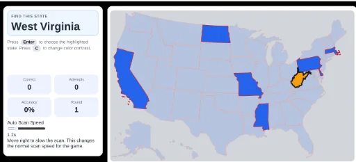 US Map Quiz for Two Switches