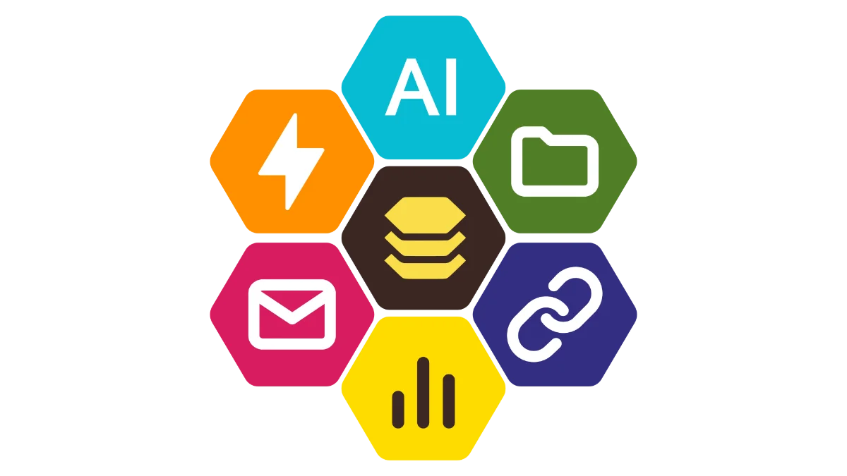 7 Hexagons with icons for each superpower and the Teacher Hive logo