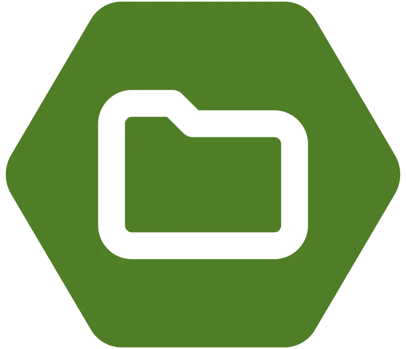 Green hexagon with a white file icon