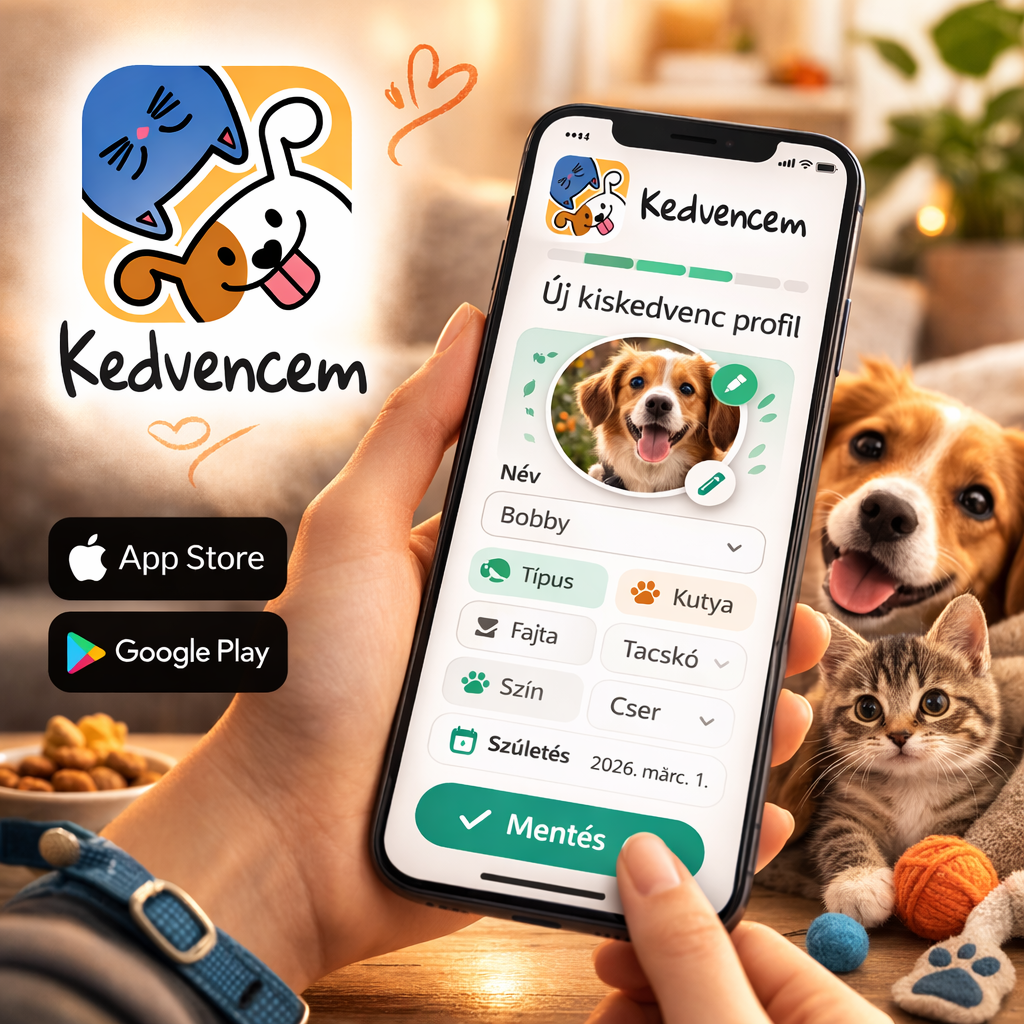 Kiskedvenc hozzáadása lépésről lépésre a Kedvencem appban