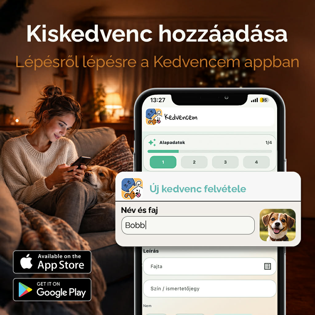 Kiskedvenc hozzáadása lépésről lépésre a Kedvencem appban