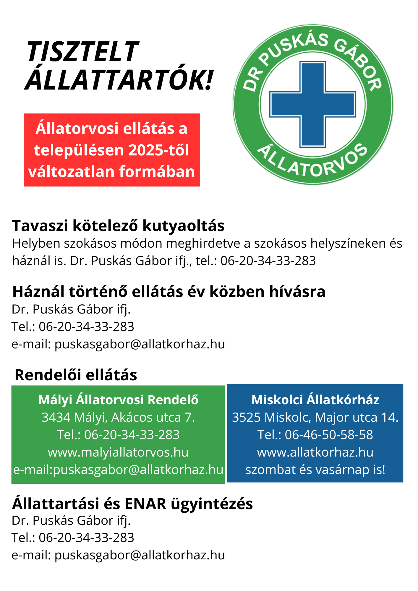 Mályi Állatorvosi Rendelő rendelő