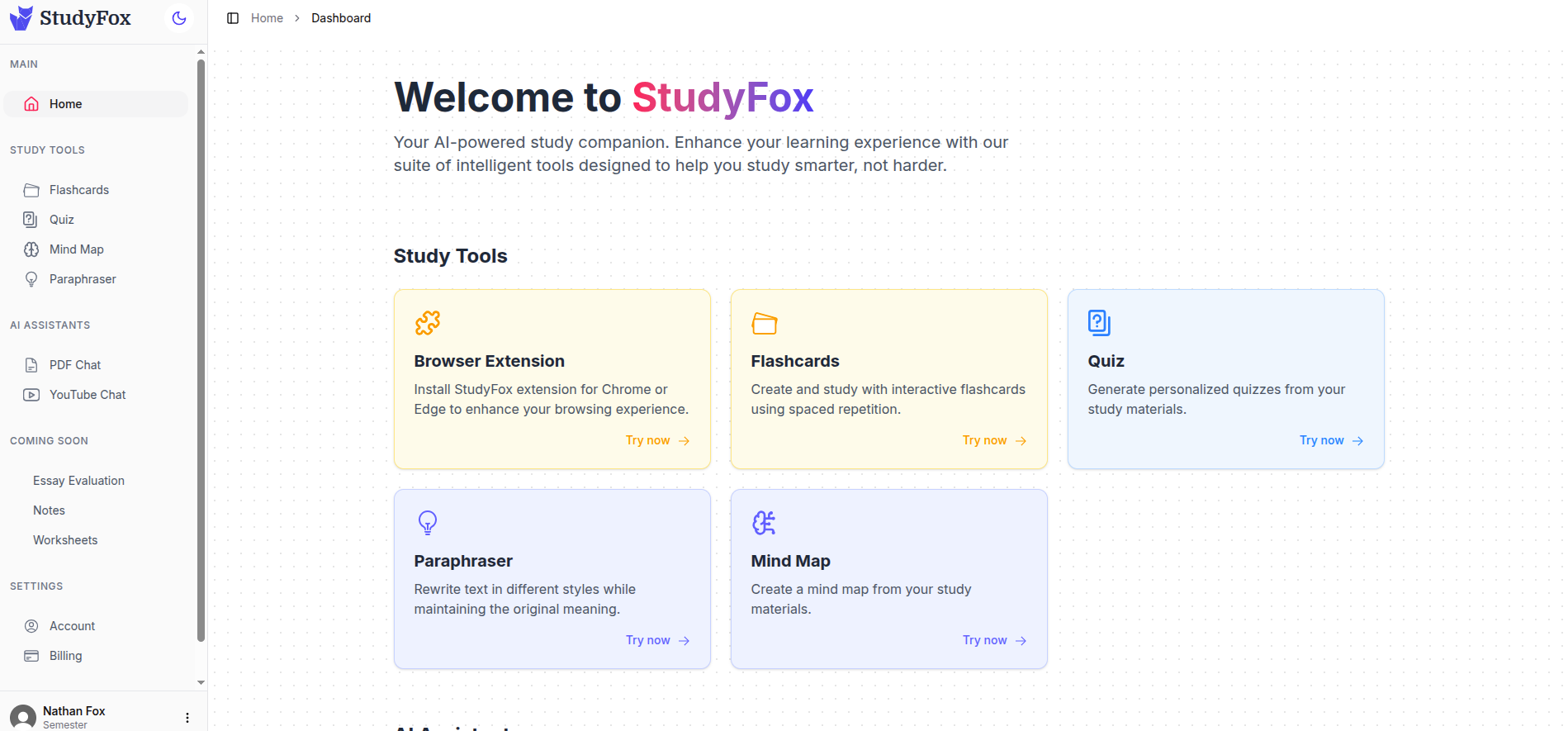 StudyFox AI - Main product screenshot