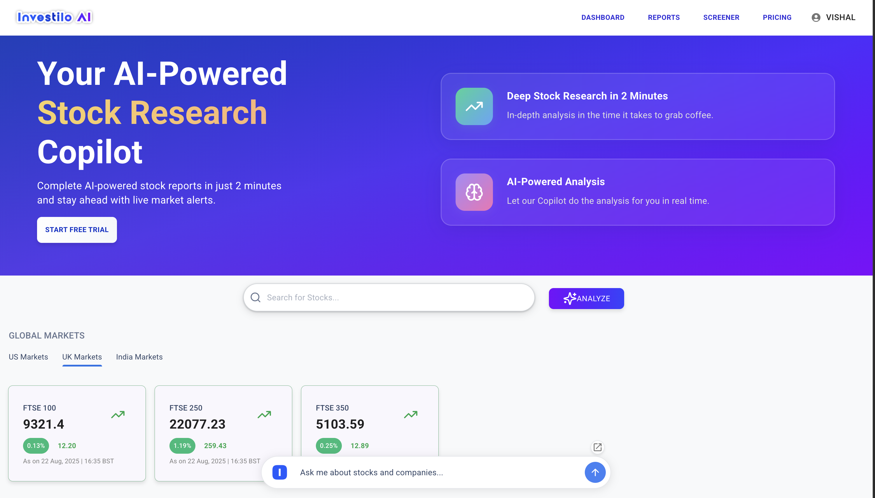 Investilo AI - Main product screenshot