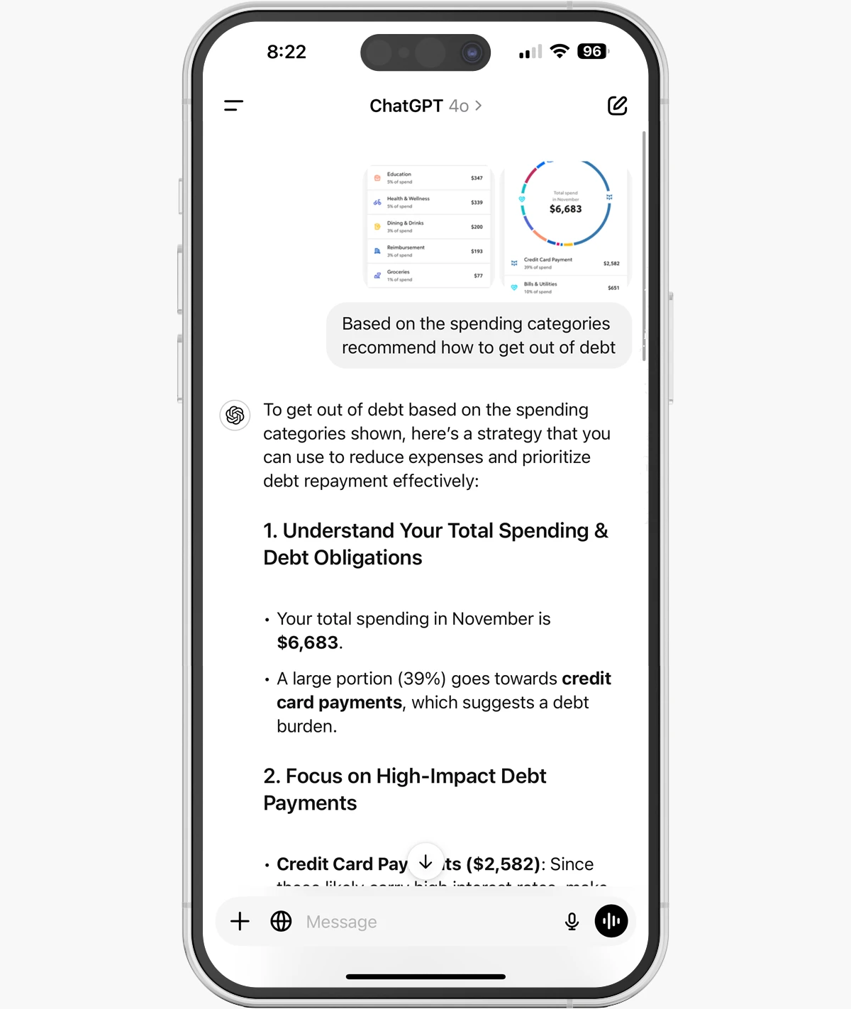 Debt repayment strategy on smartphone screen.