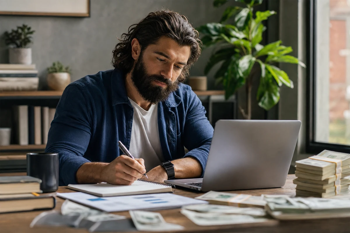 A practical financial planning scene representing Alex Hormozi's Value Equation: How to Create a Stronger Business Offer