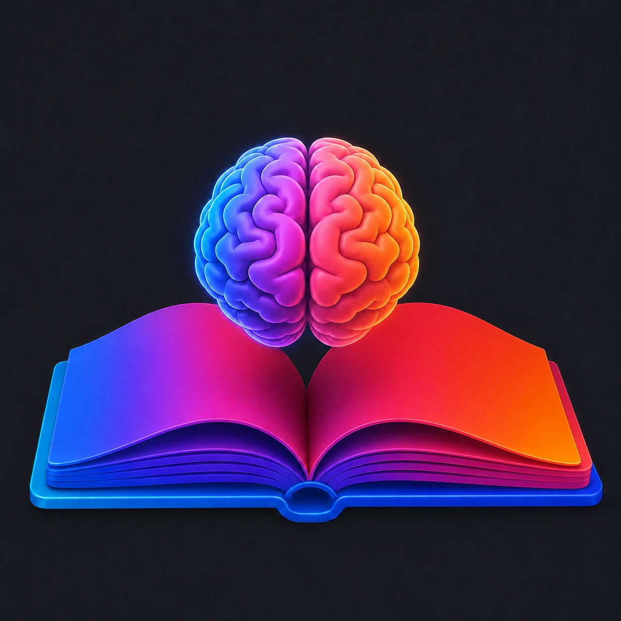 Best books for success icon with an open book and colorful brain.