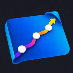 Financial action plans icon with a colorful upward-trending graph.