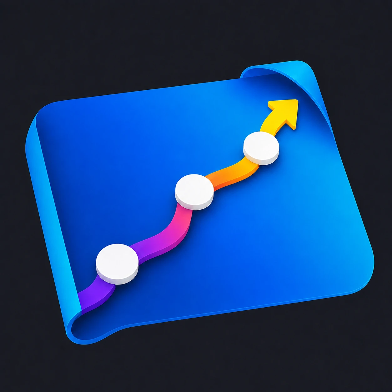 Financial action plans icon with a colorful upward-trending graph.