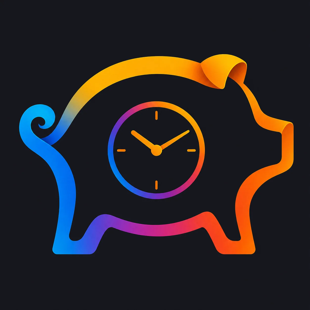 Retirement calculator icon with a piggy bank and clock.