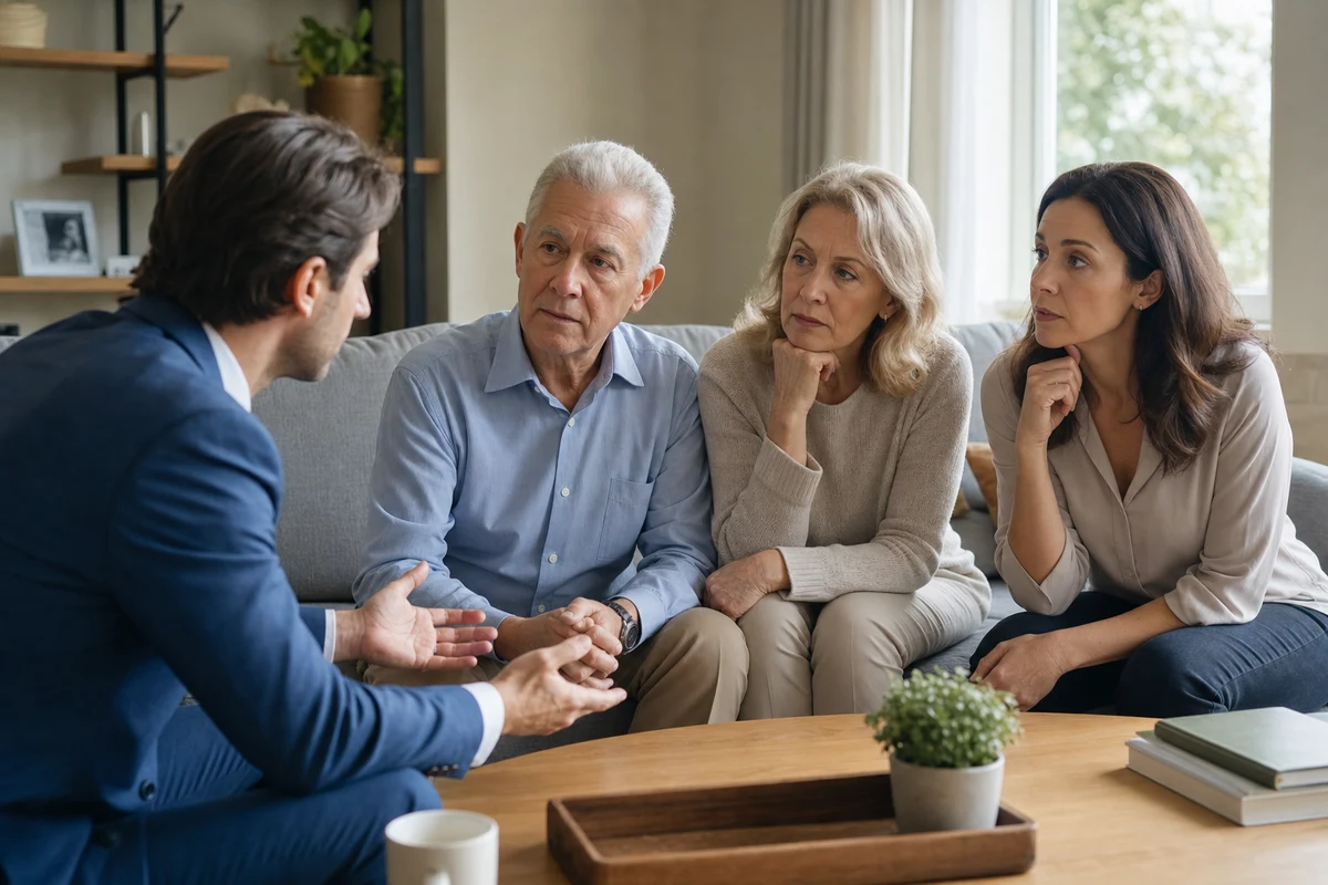 Editorial scene showing the practical decision behind common mistakes when discussing an estate plan