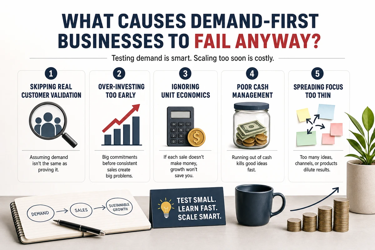 Infographic explaining what causes demand-first businesses to fail anyway?