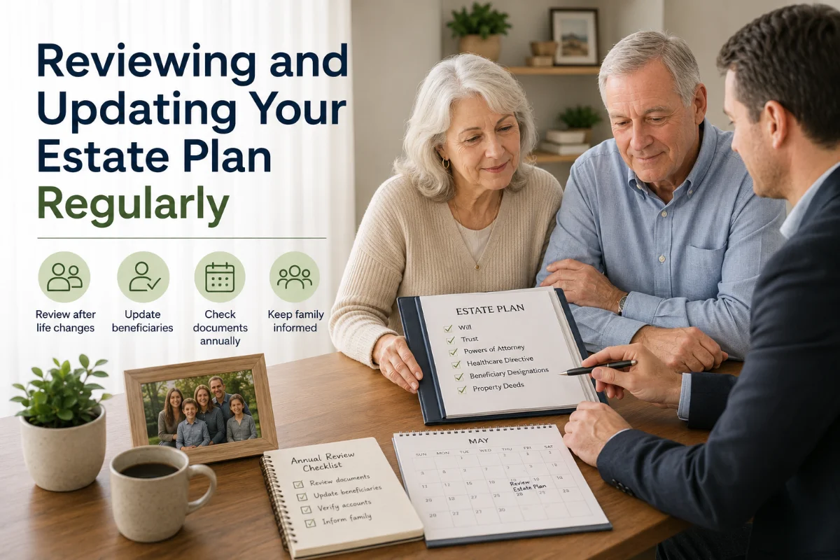 Family reviewing their charitable estate plan with a financial advisor