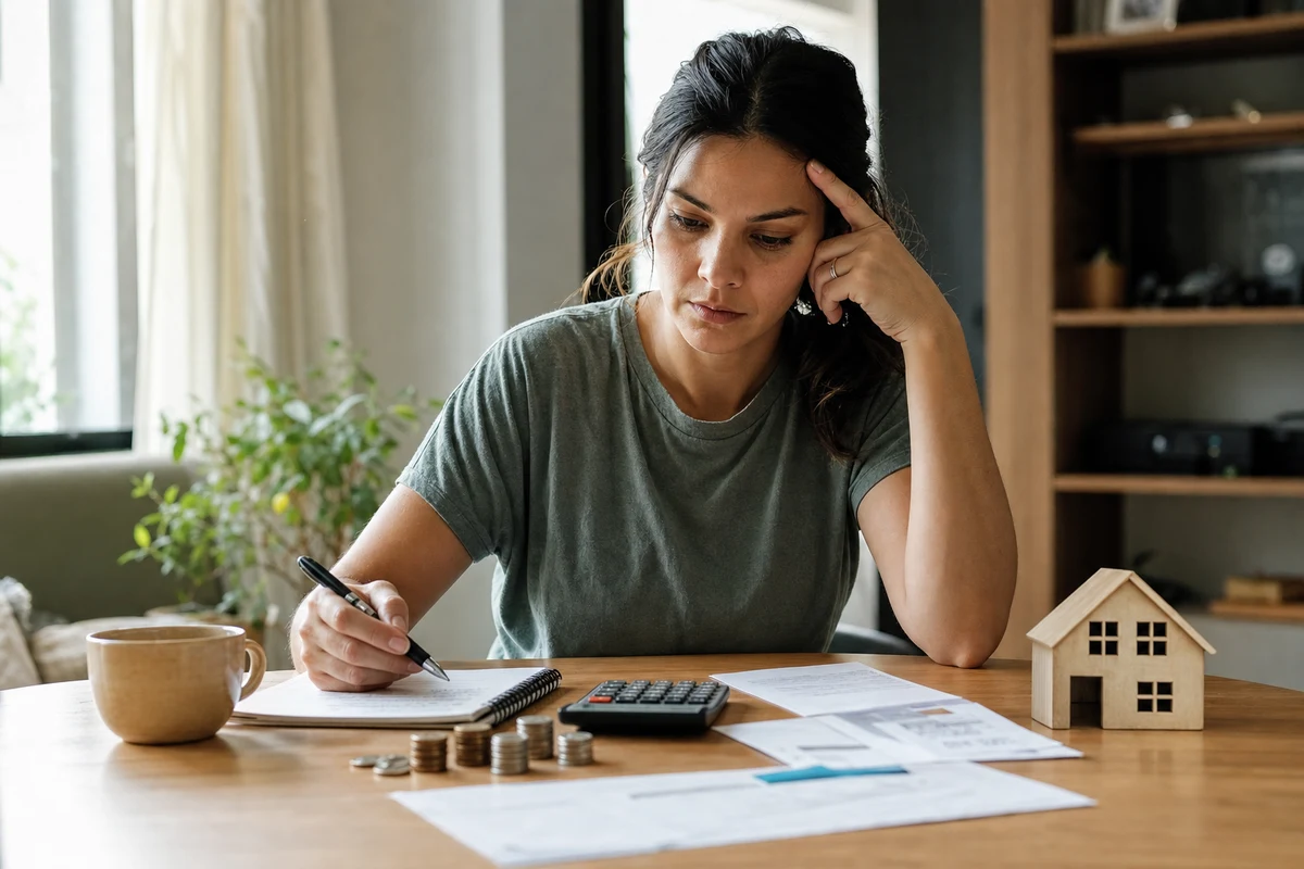 Editorial scene showing the practical decision behind calculate the complete monthly cost of owning a home