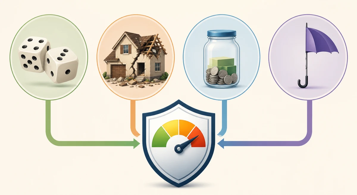 Infographic weighs loss likelihood, severity, savings capacity, and current insurance protection