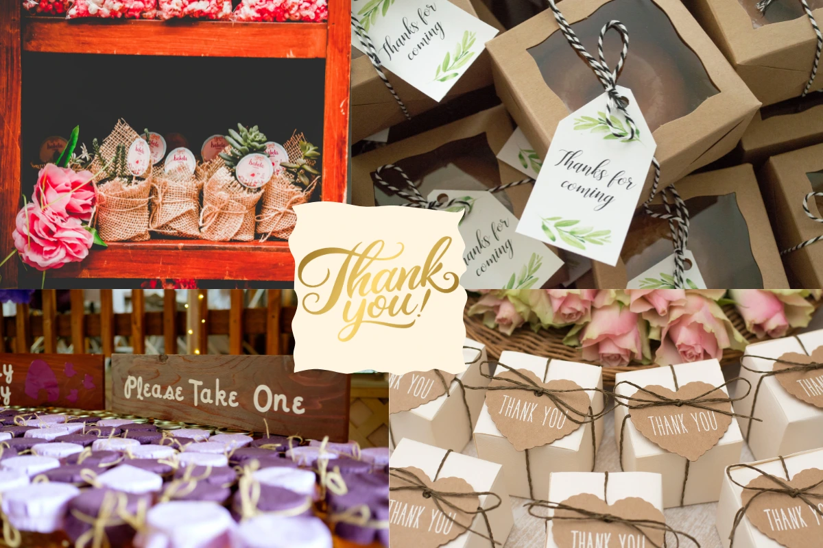 Assorted thank you gifts and event favor ideas collage