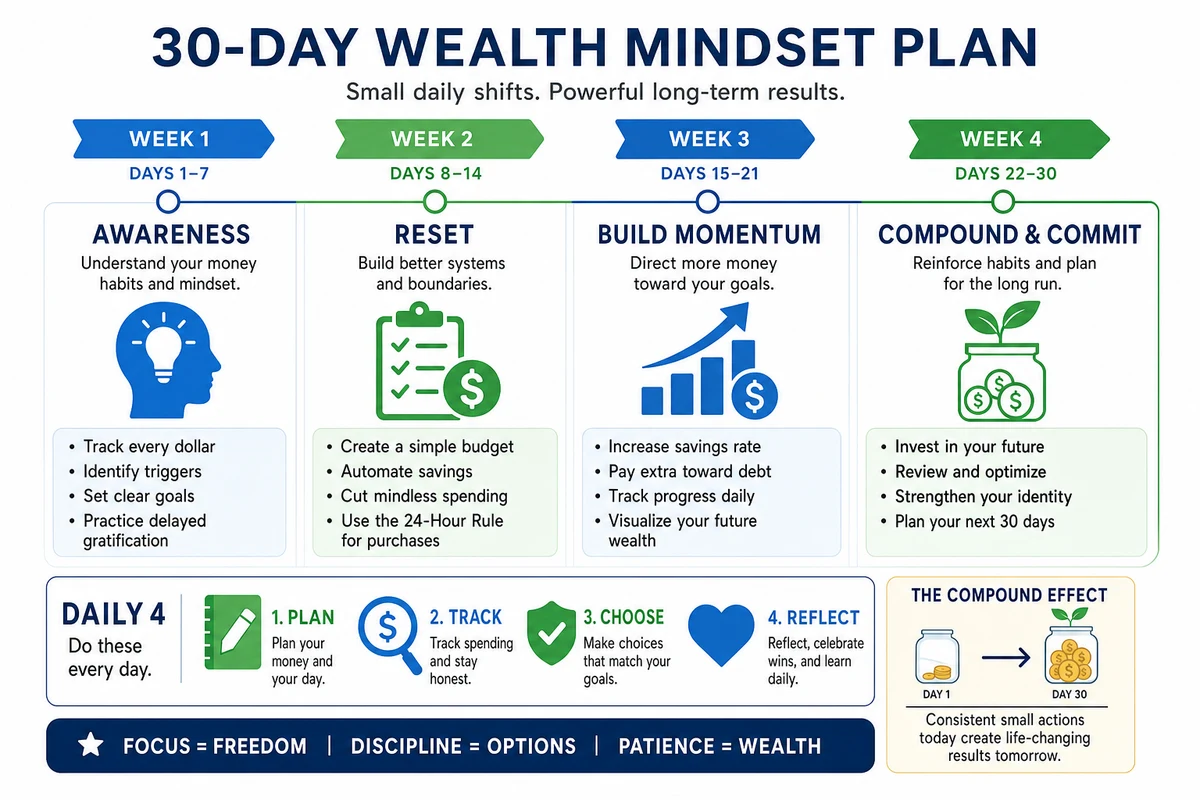 Infographic explaining a simple 30-day implementation plan