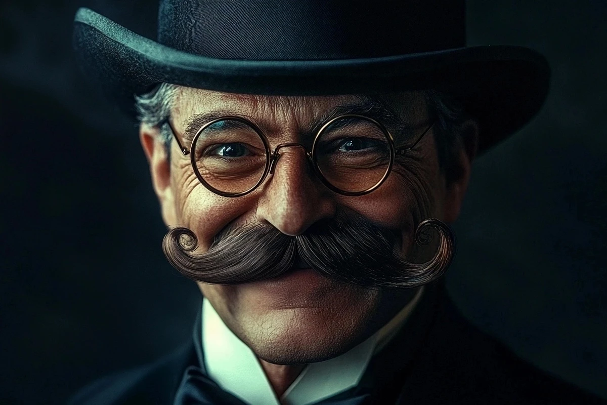 Gentleman with top hat and ornate mustache