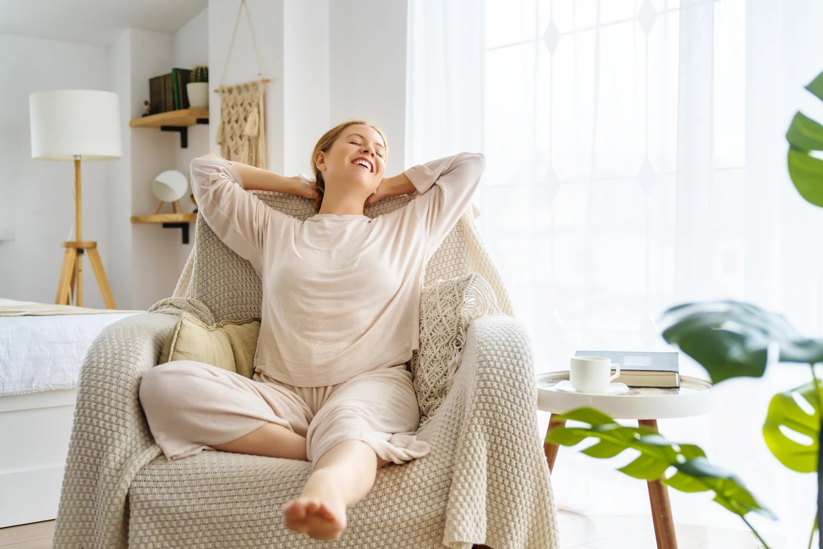 a woman sitting in a chair