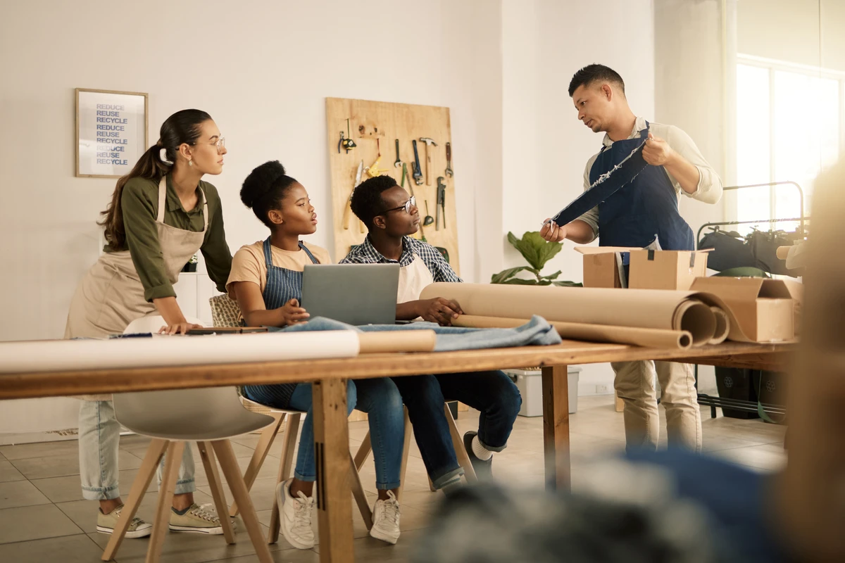a group of people in a room