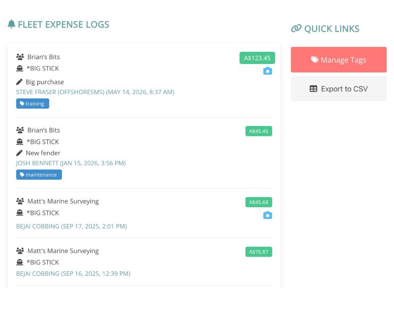 Fleet expense tracking