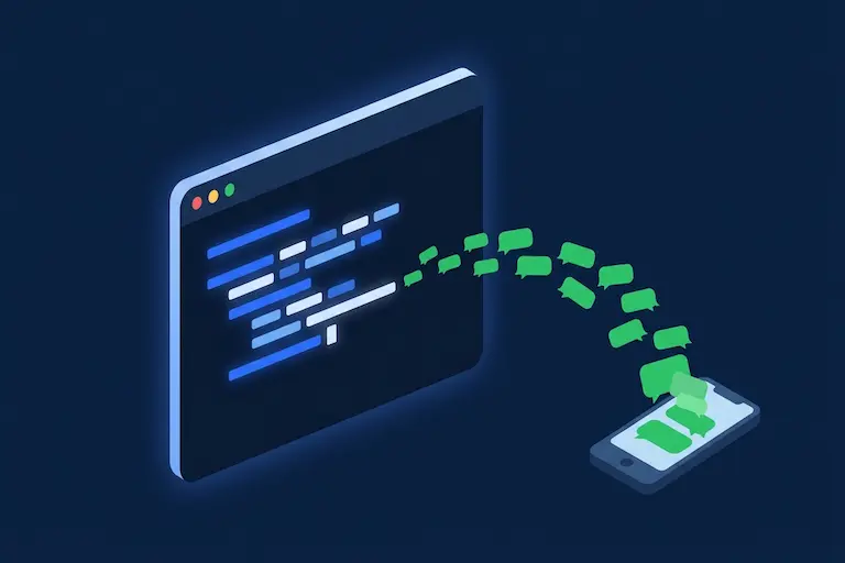 Terminal escuro mostrando o comando blu send enviando uma mensagem de WhatsApp