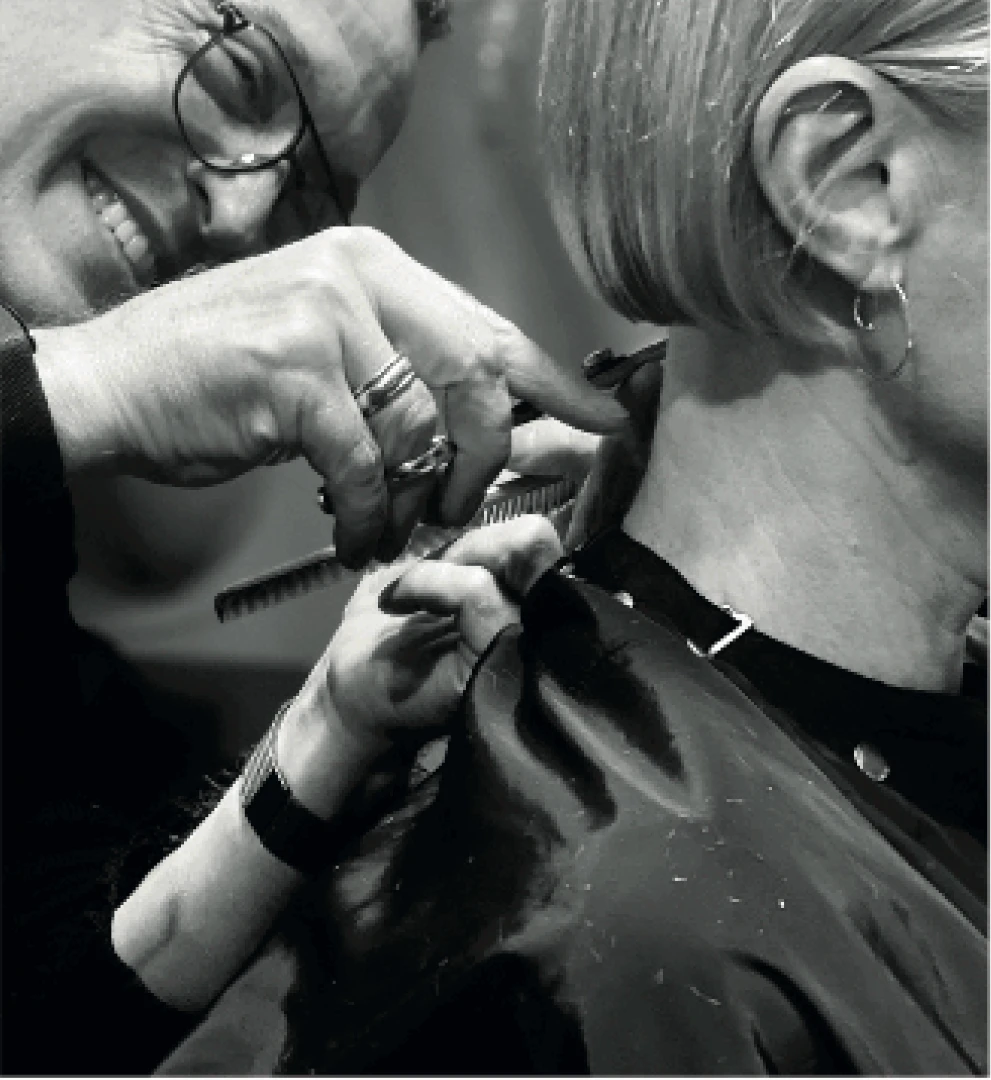 Close-up detail of styled hair