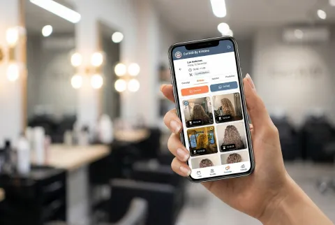 Frisør bruger iPad til at registrere produkter og tage billeder