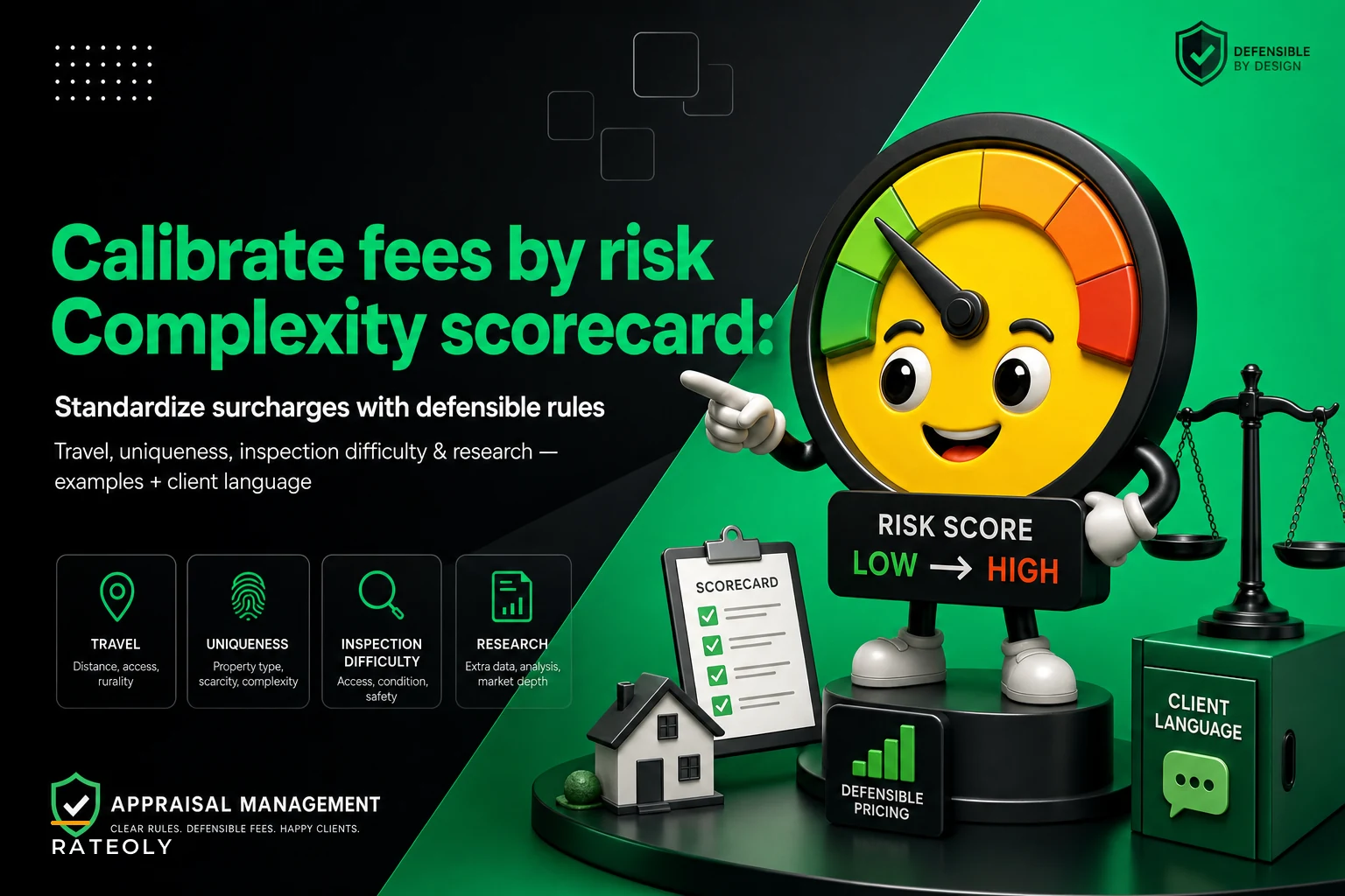 Calibrate appraiser fees by assignment risk: a complexity scorecard with surcharge examples and client language