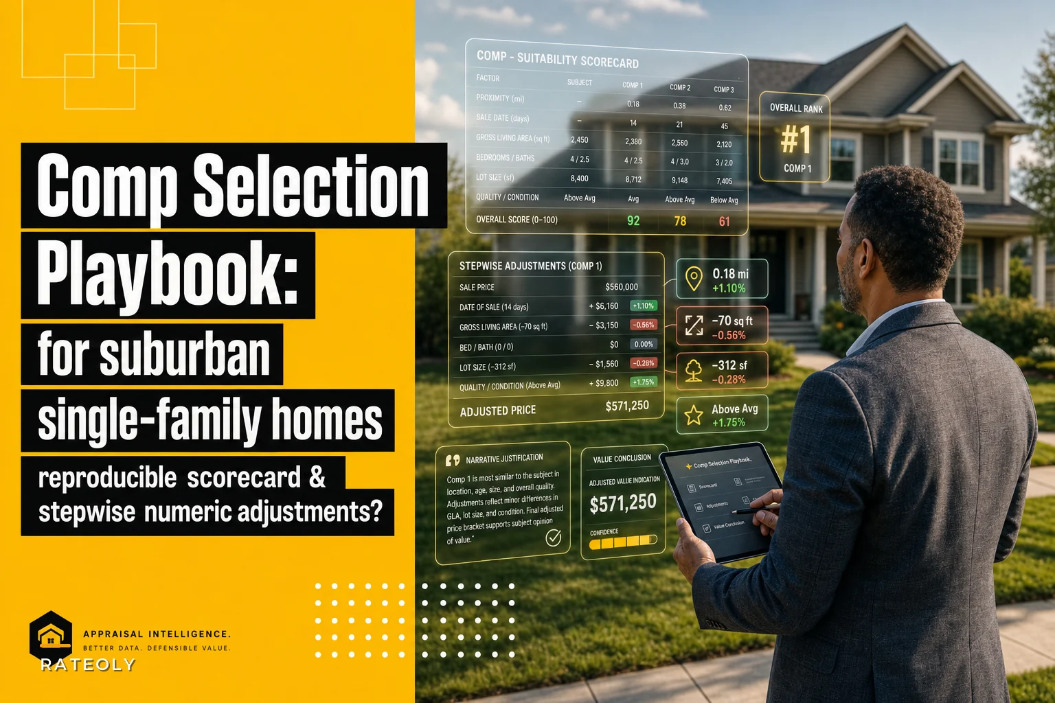 Comp selection playbook for suburban single‑family homes: a reproducible scorecard and stepwise adjustment examples
