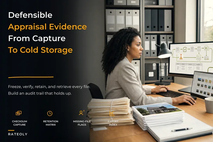 End-to-end evidence lifecycle and archival for defensible appraisal files