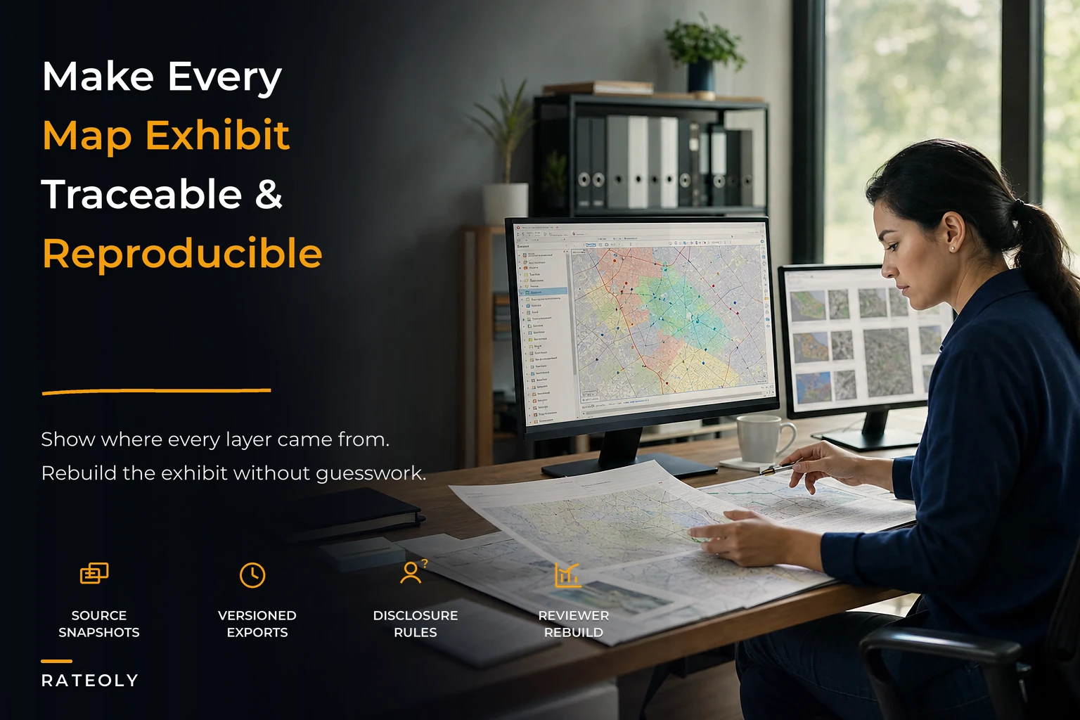 Reproducible exhibit standards and map provenance for reports