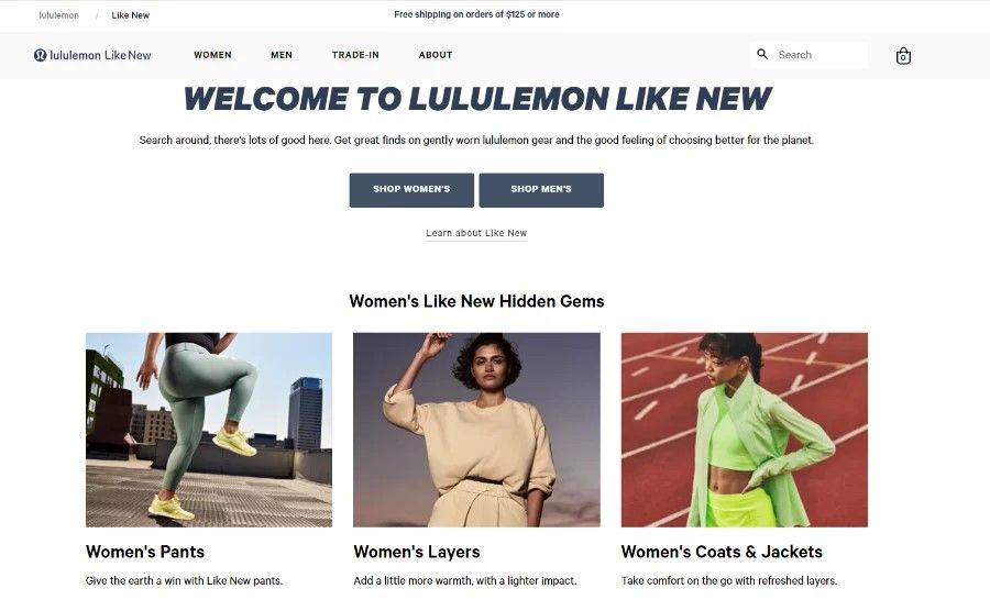 Exemple de tendance Re-commerce : Lululemon Like New