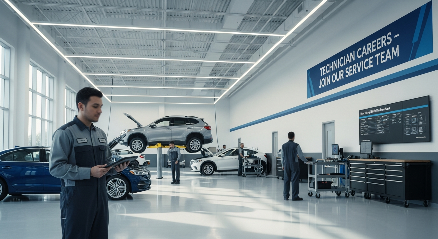 Technicians working in an auto service workshop