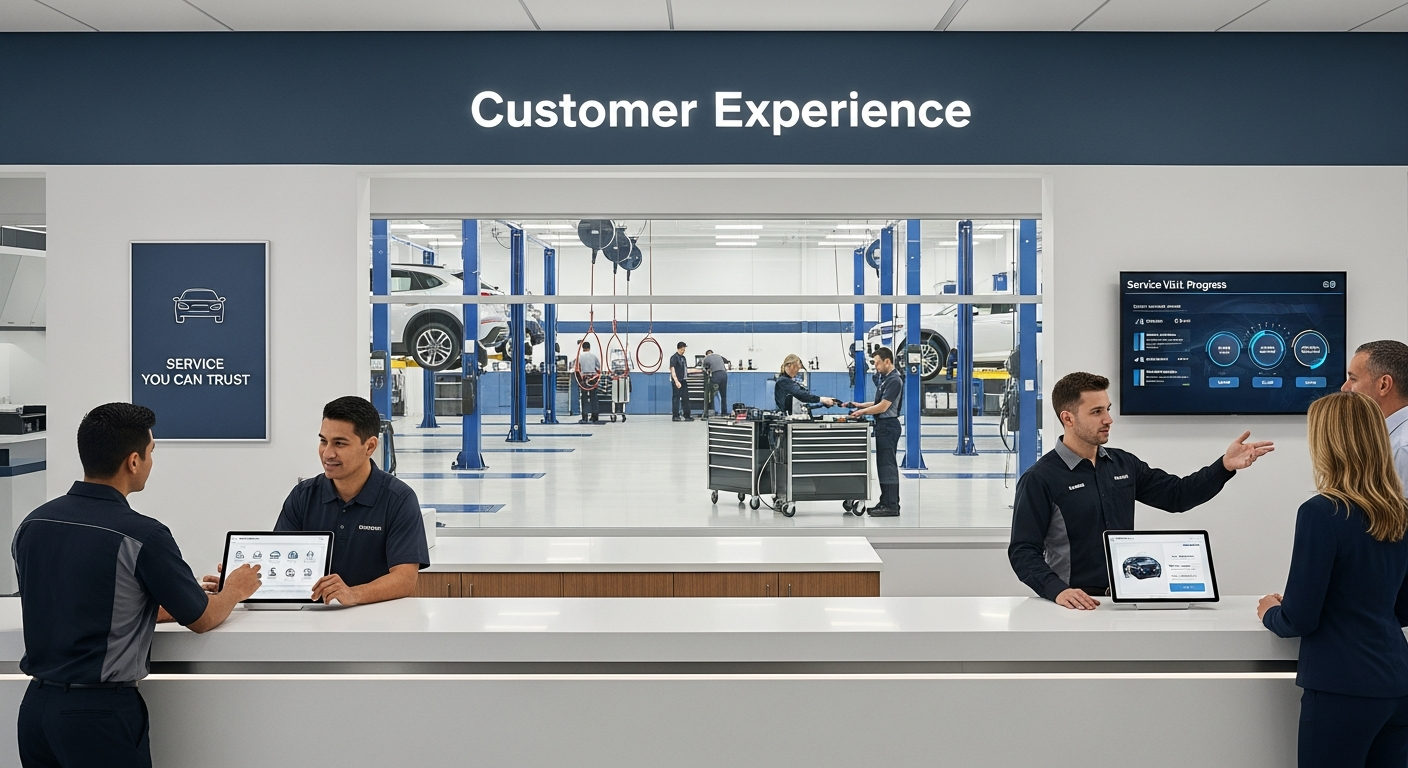 Service department with modern technology and customer engagement
