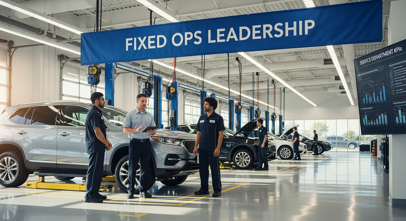 Technicians in a dealership service department.