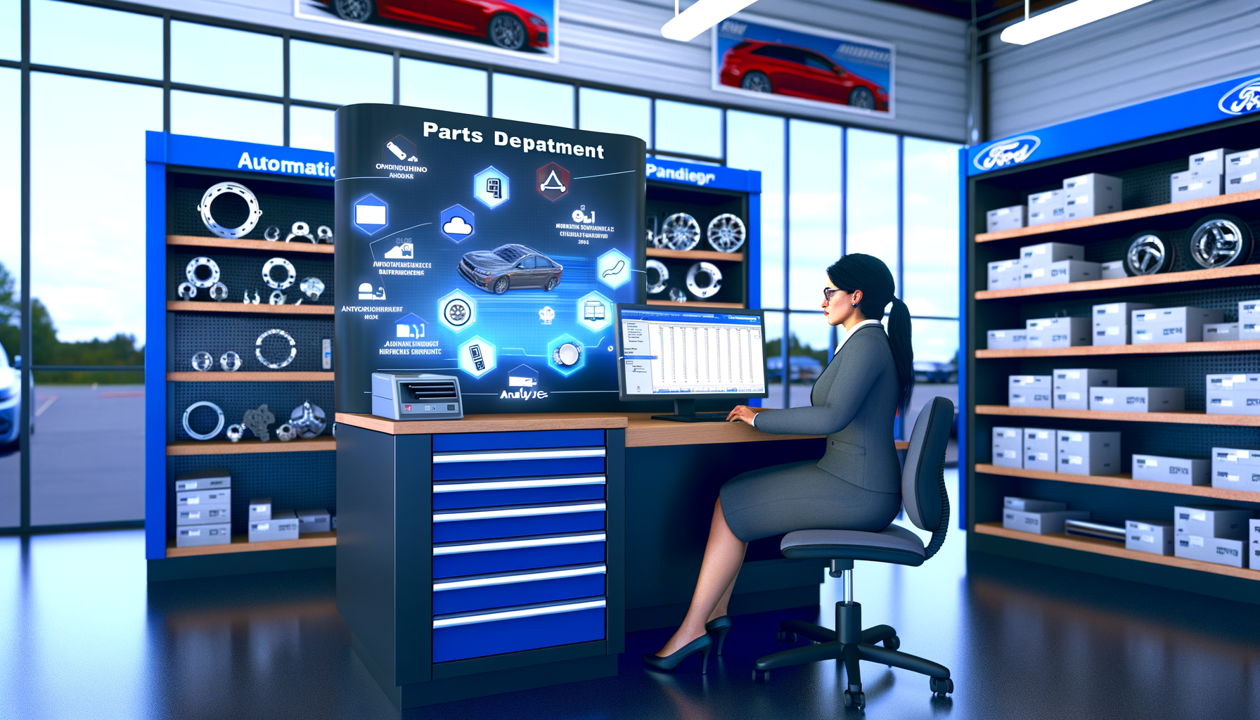 Efficient dealership parts department with inventory management system