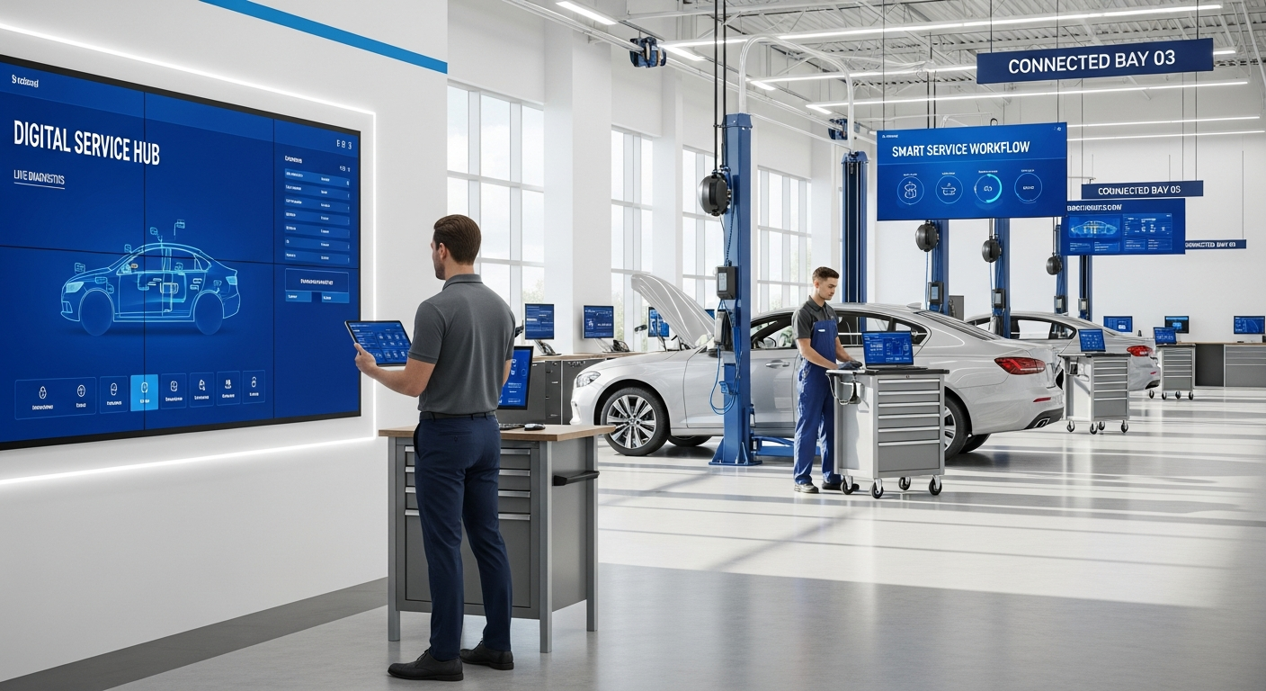 Dealership service department with digital tools