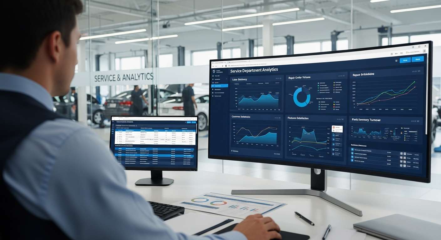 Service manager analyzing automotive analytics