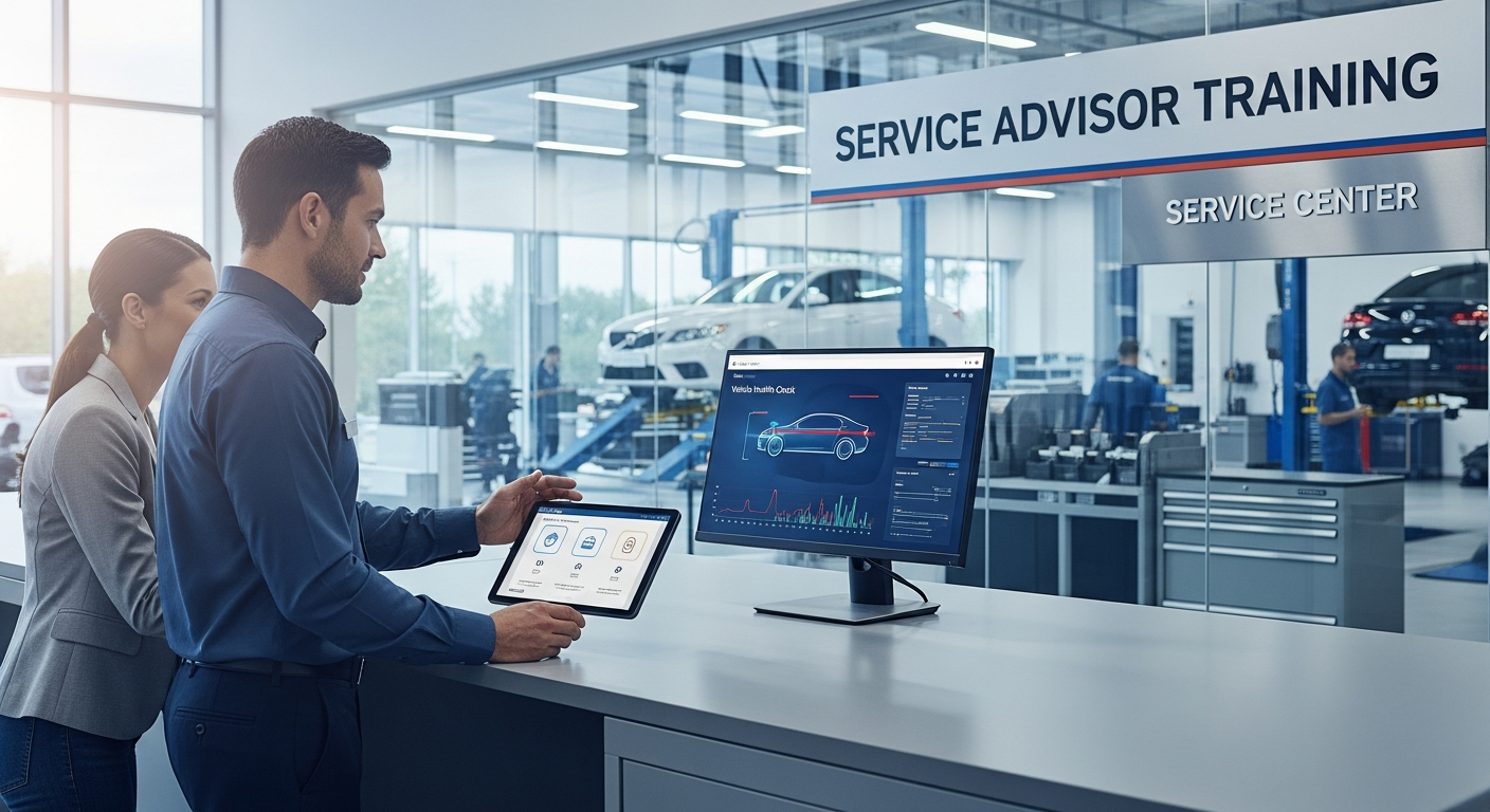 Service advisor and customer interaction at a car dealership