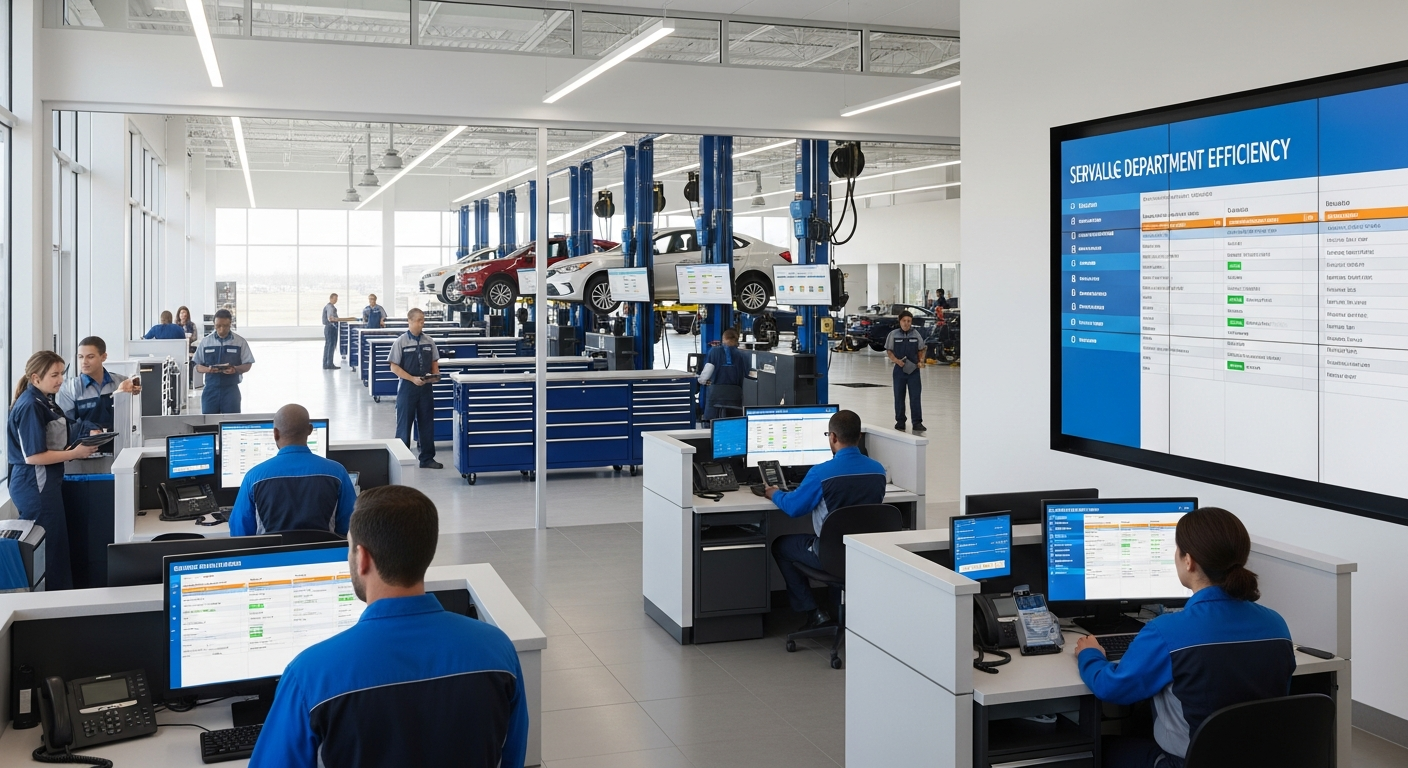 Dealership service department with efficient workflow