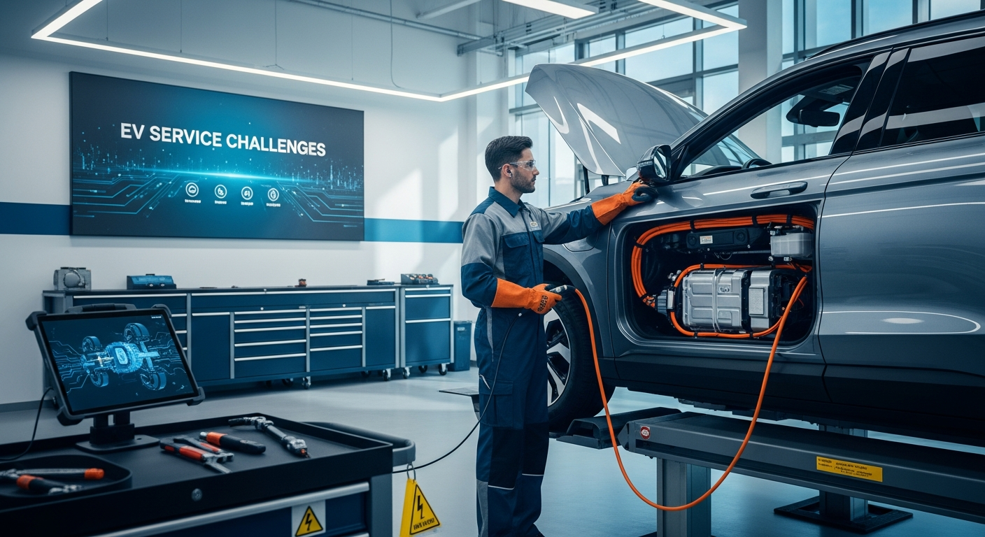 Technician servicing an EV high-voltage system