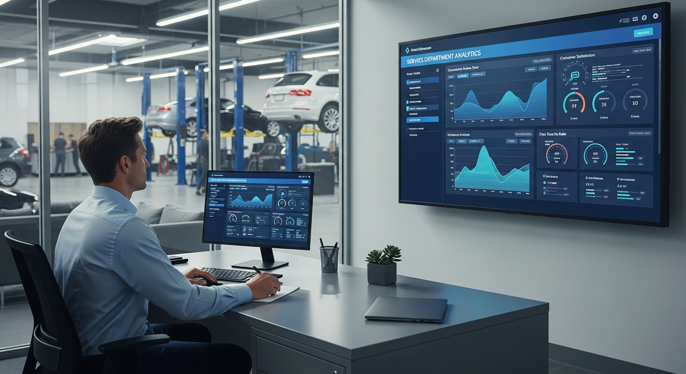 Service Manager analyzing data on a digital dashboard