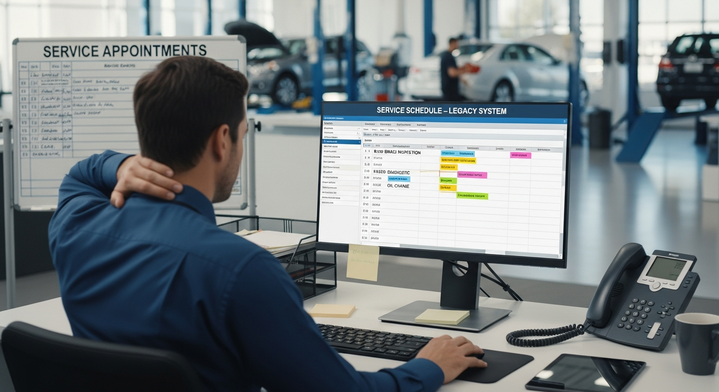 Service advisor using an outdated scheduling system