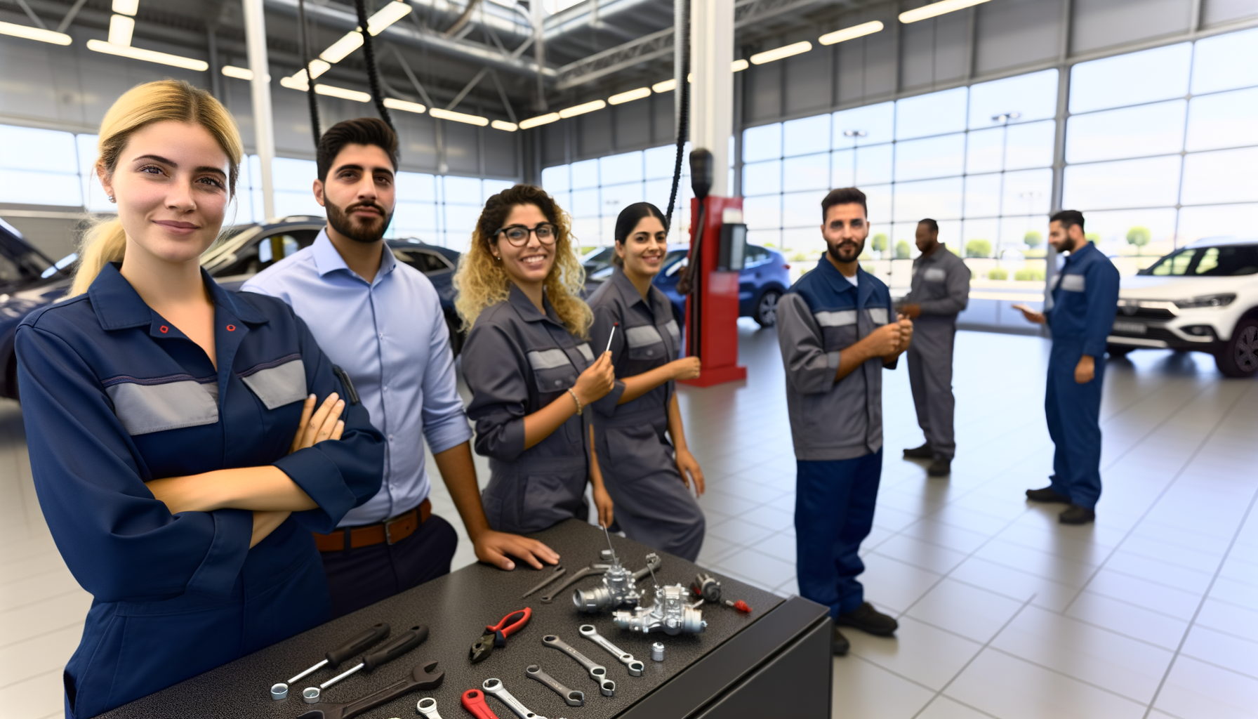Technicians at a team-building event