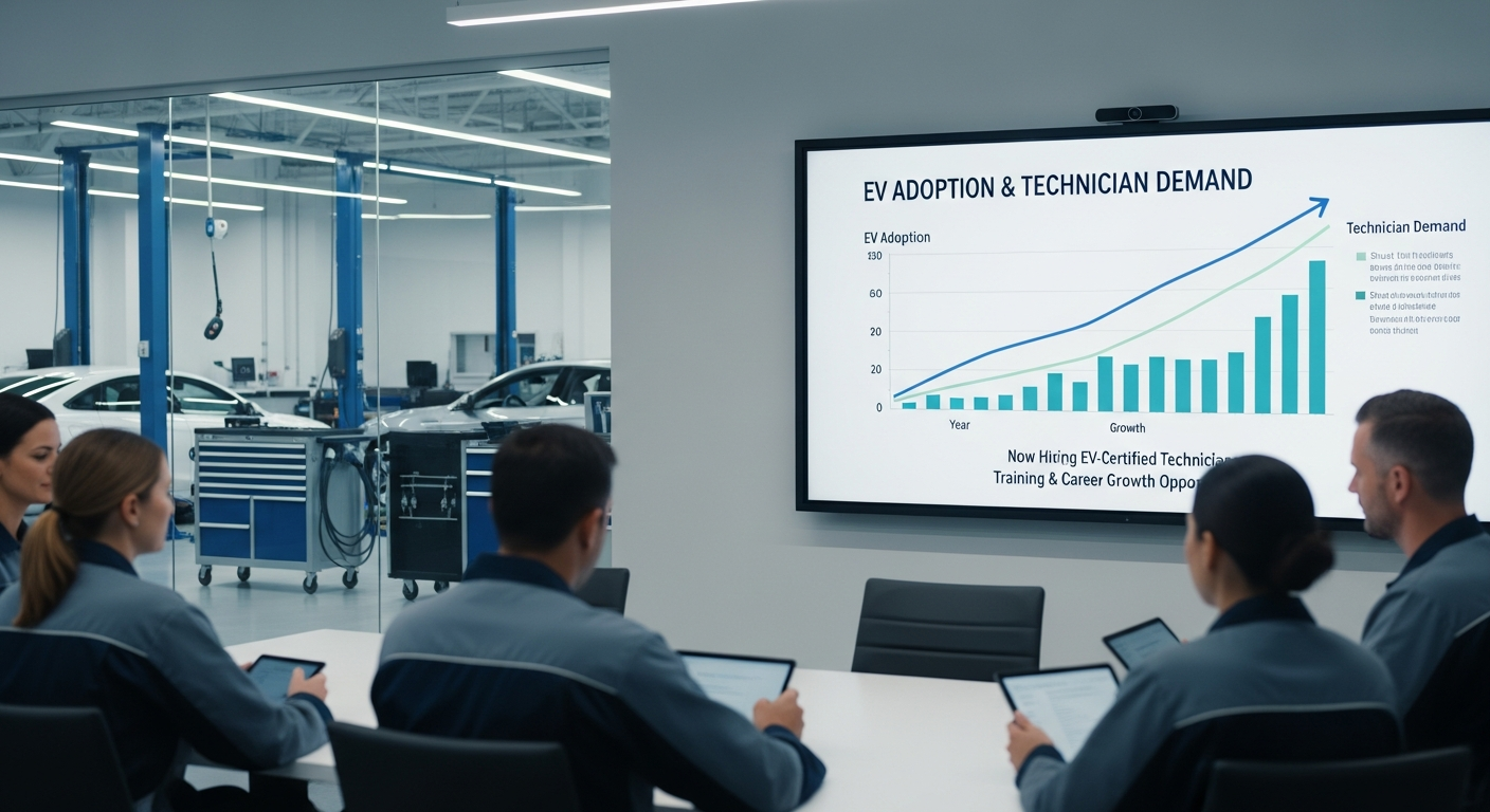 Chart of EV adoption and technician demand