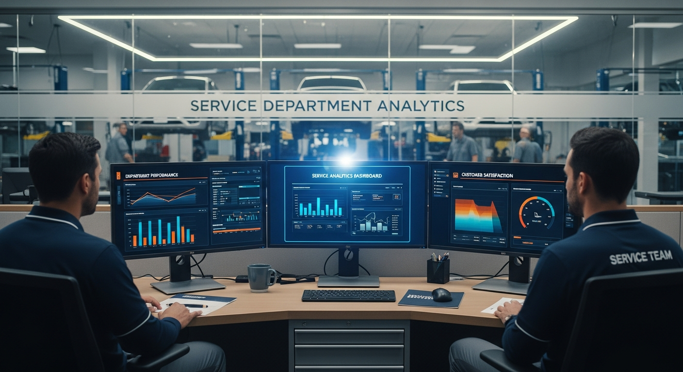 Service managers analyzing dealership data